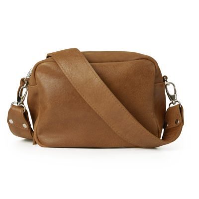 תיק צד דיאנה חום קאמל עם רצועה חלקה - TES Leather Bags